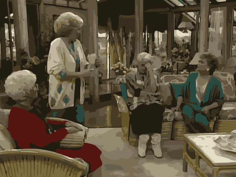 Bild von den Golden Girls im Wohznzimmer