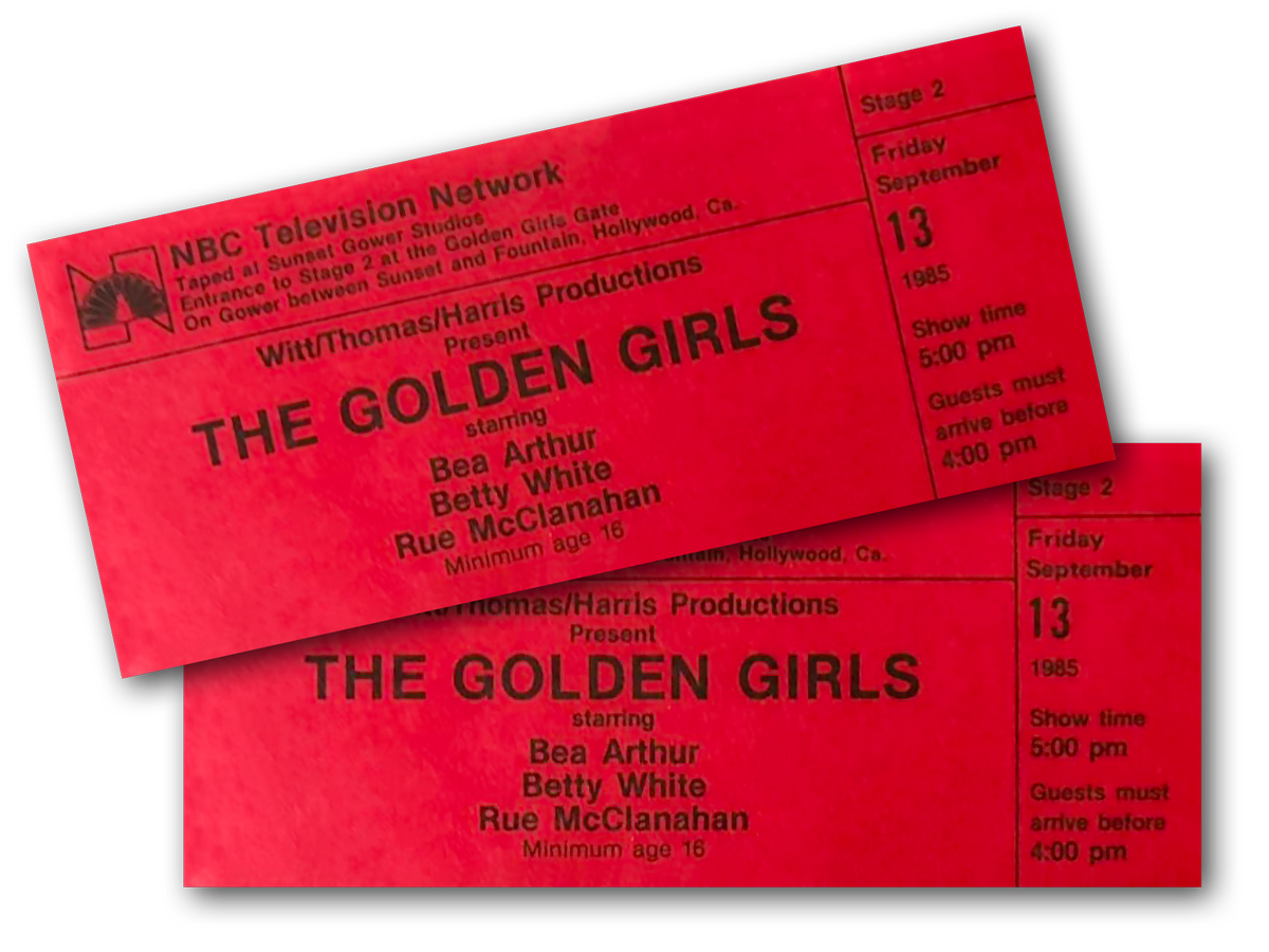 Tickets for the recording of the pilot episode on September 13, 1985